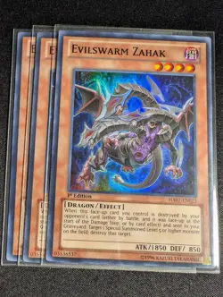 Yugioh - 3x Evilswarm Zahak HA07-EN012 1st Edition Super Rare LP - Image 1