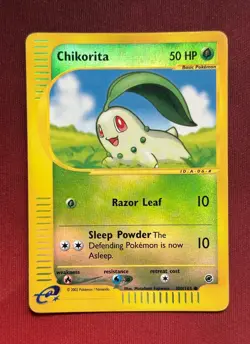 CHIKORITA 100/165 Expedition REVERSE HOLO RH E-READER Pokemon TCG card VLP-NM - Image 1