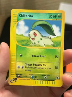 CHIKORITA 100/165 Expedition REVERSE HOLO RH E-READER Pokemon TCG card VLP-NM - Image 2