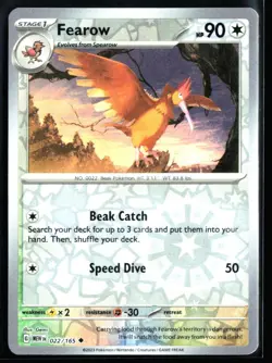 2023 Scarlet & Violet - 151 Fearow #22 Reverse Holo Pokemon Card - Image 1