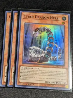 Yugioh - 3x Cyber Dragon Herz SDCS-EN009 1st Edition Super Rare NM - Image 1