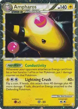 Pokemon HeartGold SoulSilver Card 105/123 Ampharos Prime - Image 1