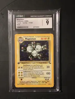 CGC 9 Magneton 11/62 Holo 1st Edition Fossil Pokemon Card - Image 1