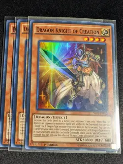 Yugioh - 3x Dragon Knight of Creation SR02-EN002 1st Edition Super Rare NM - Image 1