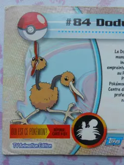 DODUO #84 - TOPPS TV ANIMATION EDITION 1999 - CARTE POKEMON - TRES BON ETAT - Image 5