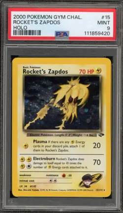 Pokemon Rocket's Zapdos Gym Challenge Unlimited Holo Rare #15 PSA 9 Mint - Image 1