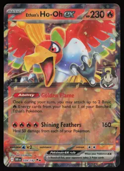 ETHAN'S HO-OH EX 039/182 DOUBLE RARE DESTINED RIVALS POKEMON NM/M - Image 1