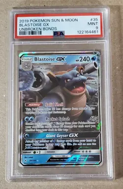 BLASTOISE GX 35/214 POKEMON 2019 SUN & MOON UNBROKEN BONDS HOLO PSA 9 MINT - Image 1