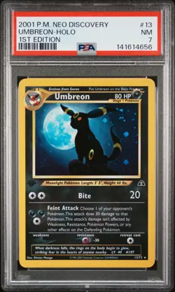 2001 POKEMON NEO DISCOVERY 1ST EDITION #13 UMBREON HOLO PSA 7 NEW CERT - Image 1
