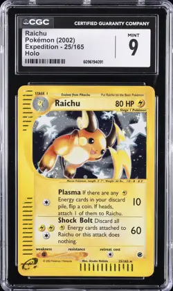 2002 POKEMON EXPEDITION HOLO #25 RAICHU CGC 9 - Image 1