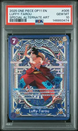 2025 One Piece Op11 Fist Of Divine Speed Luffy-Tarou Special Alt Art PSA 10 #005 - Image 1