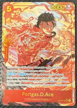 One Piece Portgas.D.Ace Secret Rare Alternate Art NM OP16-118 The Time Of Battle - Image 1