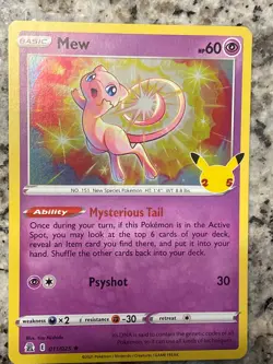 Pokemon Celebrations Mew 011/025 Holo Rare Card 25th Anniversary NM - Image 1