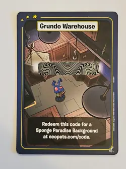 Neopets Grundo Warehouse Sponge Paradise Background Redemption Code Unused Card - Image 1