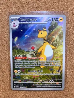 Ampharos 090/086 Illustration Rare Me04: Chaos Rising Holo Full Art Pokemon TCG - Image 1