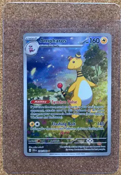 Ampharos 090/086 Illustration Rare Me04: Chaos Rising Holo Full Art Pokemon TCG - Image 3
