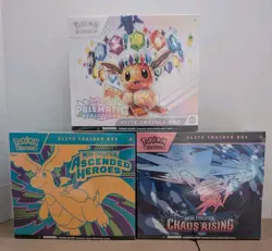 Pokemon ETB - Lot Of 3 - Ascended Heroes , Prismatic Evolutions & Chaos Rising - Image 1