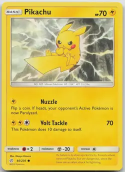 Pikachu 66/236 Common Cosmic Eclipse Pokemon Near Mint - Image 1