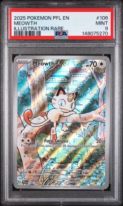 Pokemon TCG Meowth 106/094 PSA 9 Phantasmal Flames IR - Image 1