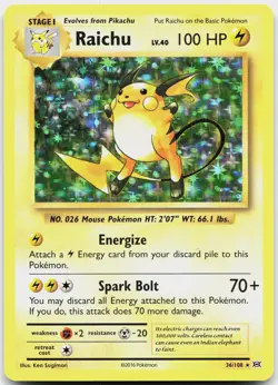 Raichu 36/108 Holo Rare Evolutions Pokemon Lightly Played - Image 1