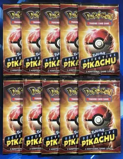 Pokemon TCG Detective Pikachu 2 Card Booster Pack Sealed Lot X10 Promo Nm M - Image 1