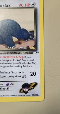 2000 Pokemon WOTC English Gym Heroes Rocket's Snorlax GHrS2 - Image 4
