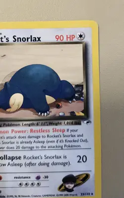 2000 Pokemon WOTC English Gym Heroes Rocket's Snorlax GHrS2 - Image 5