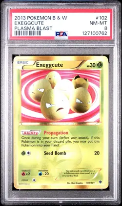 2013 POKEMON BLACK & WHITE PLASMA BLAST #102 EXEGGCUTE PSA 8 - Image 1