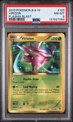 2013 POKEMON B&W PLASMA BLAST #103 VIRIZION PSA 8 - Image 1
