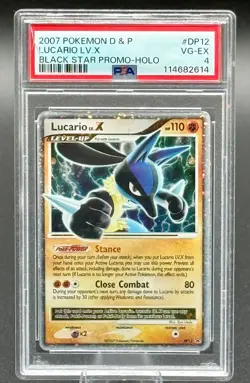 2007 Pokemon DP Black Star Promo Lucario LV.X DP12 PSA 4 VG-EX Holo Rare Vintage - Image 1