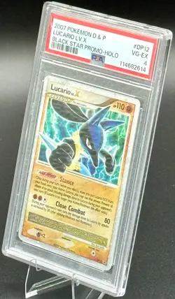 2007 Pokemon DP Black Star Promo Lucario LV.X DP12 PSA 4 VG-EX Holo Rare Vintage - Image 2