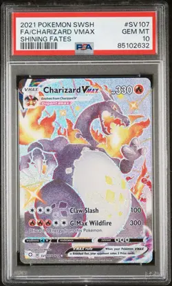 2021 POKEMON SWORD & SHIELD SHINING FATES CHARIZARD VMAX SV107 PSA 10 - Image 1
