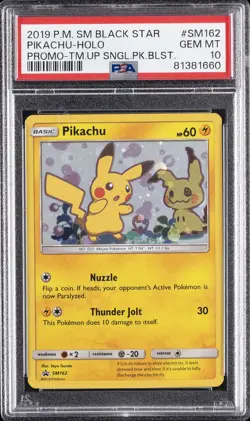 2019 POKEMON SM BLACK STAR PROMO #SM162 PIKACHU-HOLO PSA 10 - Image 1