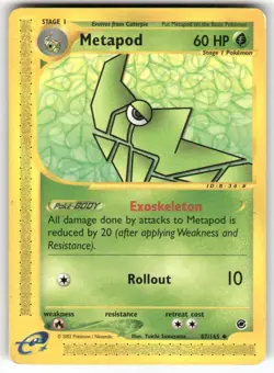 Metapod 87/165 Uncommon Expedition Base Set Pokemon Damaged - Image 1