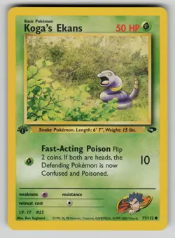 Koga's Ekans 77/132 Gym Challenge 1st Edition Pokemon LP - Image 1