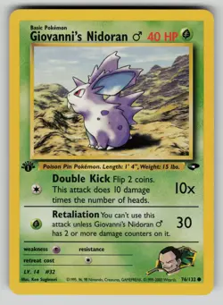 Giovanni's Nidoran M 76/132 Gym Challenge 1st Edition Pokemon LP - Image 1