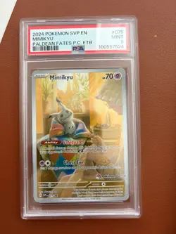 2024 Pokemon Mimikyu SVP 075 Paldean Fates ETB Promo PSA 9 - Image 1