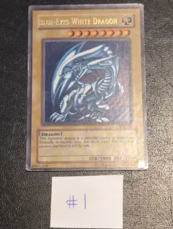 Yu-Gi-Oh ULTRA RARE BLUE-EYES WHITE DRAGON SDK-001 1996 VINTAGE FOIL BLEED MP #1 - Image 1