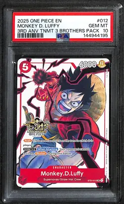 One Piece Monkey.D.Luffy 3rd Anniversary Tournament ST01-012 PSA 10 - Image 1