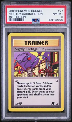 2000 POKEMON ROCKET 1ST ED #77 NIGHTLY GARBAGE RUN PSA 8 - Image 1