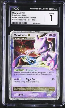 CGC 1 Mewtwo LV.x Holo Black Star Promo DP28 Collectors Tin Exclusive Pokemon - Image 1