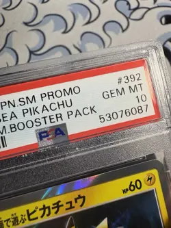 2019 POKEMON JAPANESE SM PROMO 392 PLAYING/SEA PIKACHU MY251 P.M.PSA 10 - Image 4