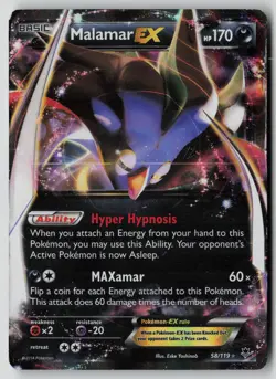 Malamar EX 58/119 Holo EX Rare Phantom Forces Pokemon DMG - Image 1