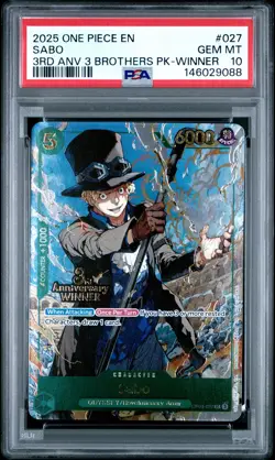 2025 ONE PIECE 3RD ANNIVERSARY TOURNAMENT 3 BROTHERS PACK WINNER SABO PSA 10 - Image 1