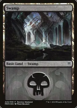 2x Swamp (#A02) - Foil Promo Guilds of Ravnica MP MTG - Image 1