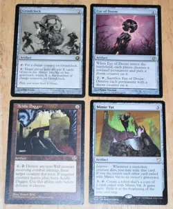 MTG 4x Rare Artifact Grindclock, Acidic Dagger, Eye of Doom, Mimic Vat - Image 1