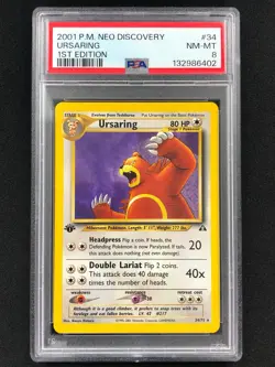 Pokemon 2001 Ursaring 1st 34/75 Neo PSA 8 - Image 1