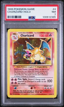 Pokemon TCG PSA 7 Base Set Charizard 4/102 Holo Rare 1999 Unlimited Vintage Rare - Image 1