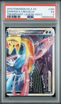 Rare 2010 POKEMON TRIUMPHANT 100/102 DARKRAI & CRESSELIA LEGEND - HOLO - PSA 5 - Image 1