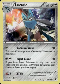 Lucario 63/124 Holo Rare Fates Collide Pokemon Holo Near Mint - Image 1